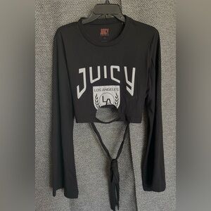 Juicy Couture Bell Sleeve Crop Top with Key Cutout.